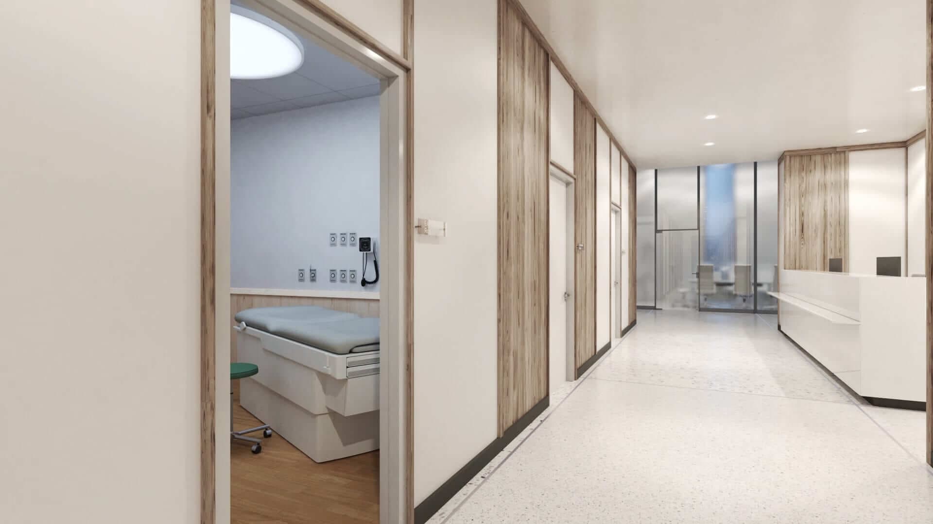 Interior medical office and corridor