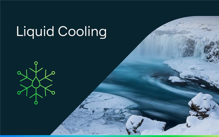 liquid cooling graphic using icy waterfall to illicit cooling imagery