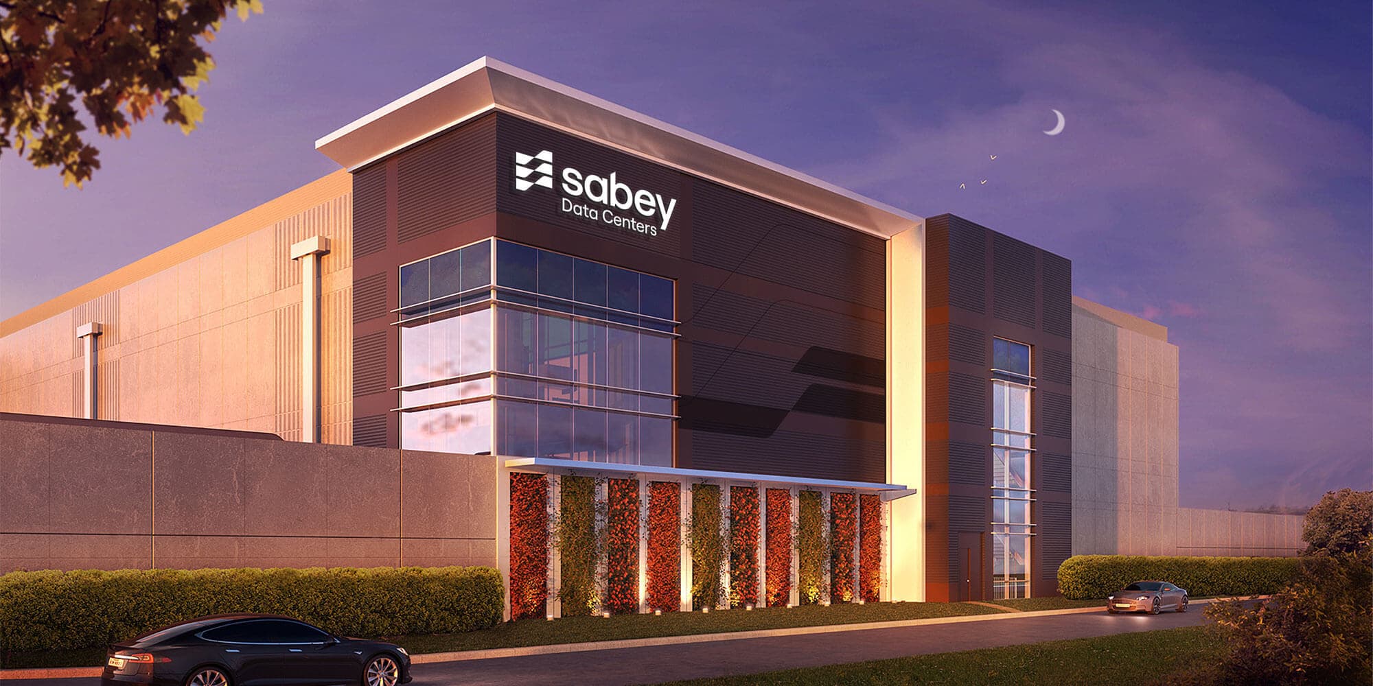 Rendering of Sabey's Austin, TX data center location at sunset