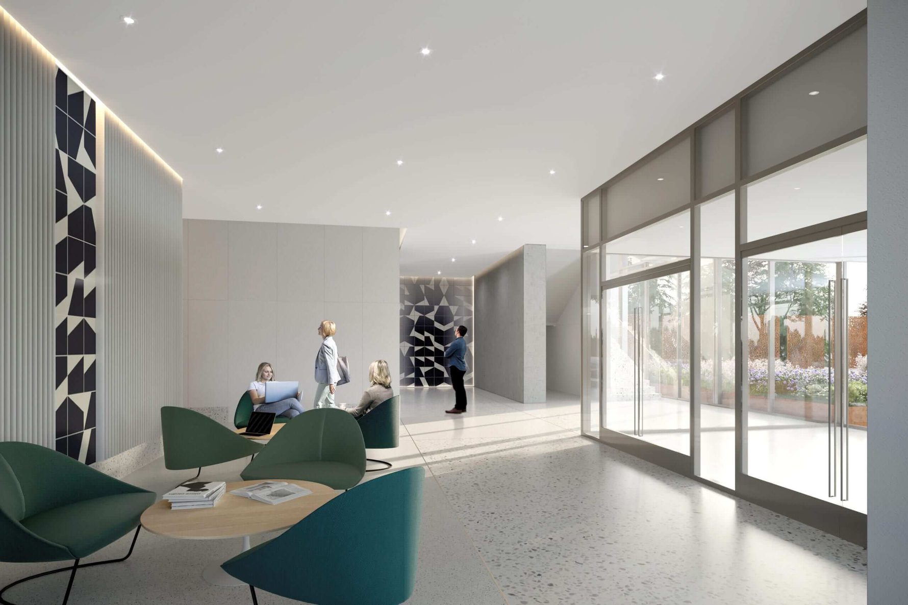 Interior lobby of Sabey Cherry Hill Campus