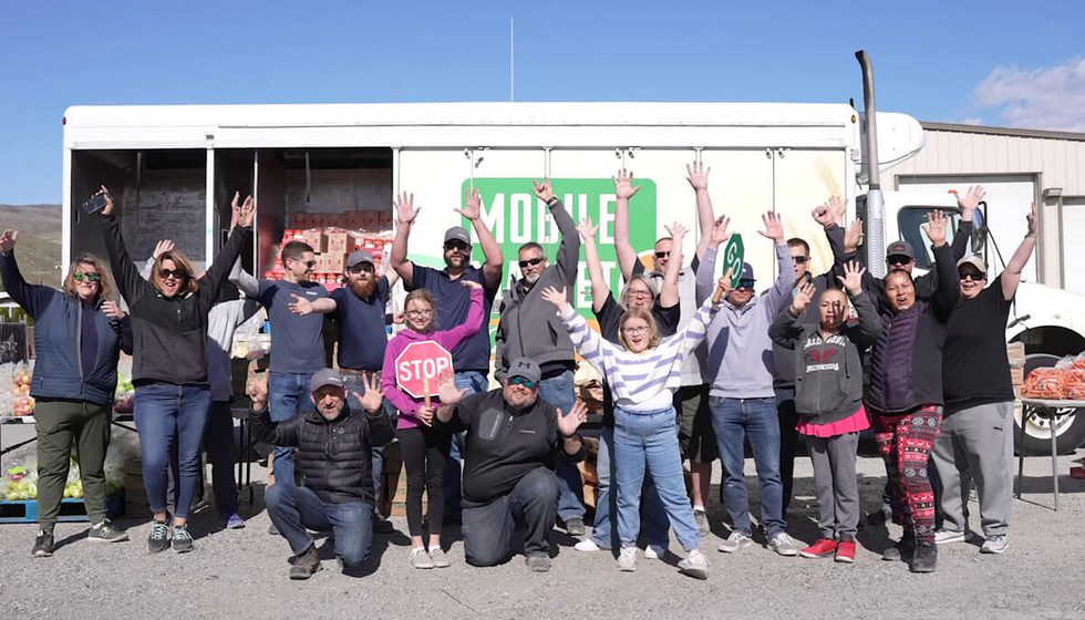 Volunteers at a food drive event